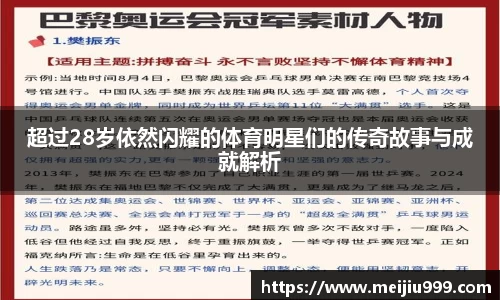 超过28岁依然闪耀的体育明星们的传奇故事与成就解析